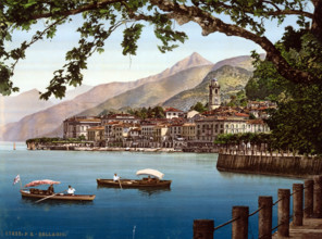 General view, Lake Como, Italy, around 1895, Historical, digitally restored reproduction from an