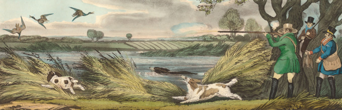 Wild Duck Hunt, 1825, England, Historical, digitally restored reproduction from an original from