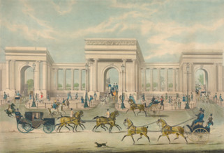 The main entrance to Hyde Park, 1844, London, England, Historical, digitally restored reproduction