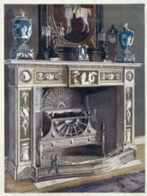 Furniture around the turn of the century 1900, White gilt and painted fireplace (1911), White gilt