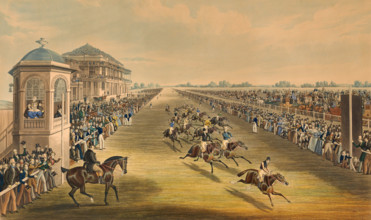 Doncaster Race for the Great St Legder Stakes, famous horse race in England, 1839, Historical,