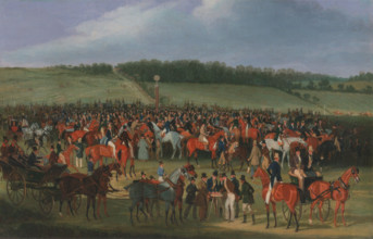 Epsom Races, the betting counter, horse racing, 1834, England, Historical, digitally restored