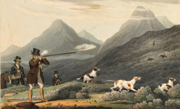 Grouse hunting in England, 1822, historical, digitally restored reproduction from an original from