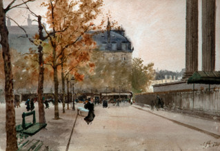 Giuseppe De Nittis 1846-1884 “Place de la Madeleine”,Paris 1873, 23,5 x 34 watercolor.