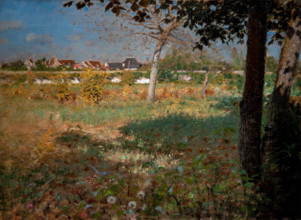 Giuseppe De Nittis 1846-1884 “Old garden (french countryside)” 1874, 476 x 65,5 cm oil on paper.