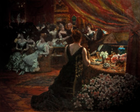 Giuseppe De Nittis 1846-1884 “The salon of Princess Mathilde” 1883, 74 x 92.5 cm oil on panel.