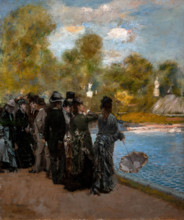 Giuseppe De Nittis 1846-1884 “Beside the Pond in the Luxembourg Gardens” 1877, 46 x 38 cm oil on