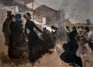 Giuseppe De Nittis 1846-1884 ”At the races of Auteuil-Next to the stove” 1880, 73.5 x 100 cm oil on