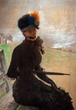 Giuseppe De Nittis 1846-1884 ”Woman with pompons” 1880, 115 x 88 cm pastel on canvas.