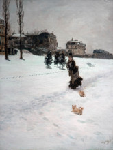 iuseppe De Nittis 1846-1884 ”On the snow” 1875, 43 x 32.5 cm oil on canvas.