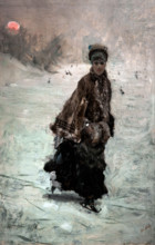 Giuseppe De Nittis 1846-1884 ”Léontine skating” 1875, 55 x 35.5 cm oil on canvas.