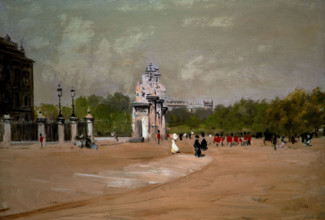 Giuseppe De Nittis 1846 . 1884 ”Buckingam Palace” 1877, 39 x 56 cm oil on canvas.