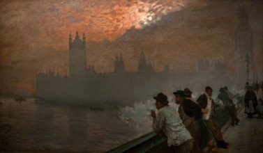 Giuseppe De Nittis 1846-1884 ”Westminster” 1878, 110 x 195 cm oil on canvas.