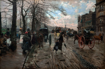 Giuseppe De Nittis 1846-1884 “Piccadilly (Winter Day in London)” 1875, 84 x 120 cm oil on canvas.