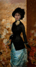 Giuseppe De Nittis 1846-1884 “Figure of a woman (Léontine De Nittis)” 1880, 79 x 38 cm oil on panel