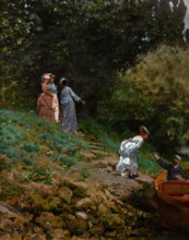 Giuseppe De Nittis 1846-1884 “La Grénouillièr”e 1873, 35 x 28 cm cm oil on panel.