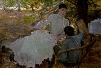 Giuseppe De Nittis 1846-1884 “On the hammock II” 1884, 81.5 x 118cm oil on canvas.