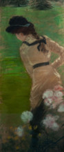 Giuseppe De Nittis 1846-1884 “Lady from behind in the garden” 1883, 140 x 60cm pastel on canvas.