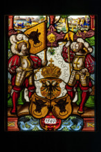 German manufacture “Stained glass window with coats of arms of the Cantons” 1567, 50 x 40 cm