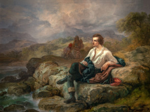 Giacomo Trécourt 1812-1882 "Lord Byron on the shore of the Hellenic Sea" 1850, 145.5 x 153 cm, oil