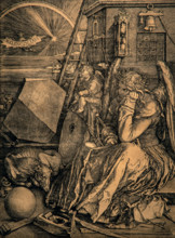 Albrecht Dürer 1471-1528 "Melancholia I" 1414, 23.9 x 18.7 cm engraving.