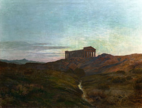 Èmile René Ménard 1862-1913 "Ancient lands, the Temple" (Segesta in Sicily) 1901, 130 x 167 cm oil