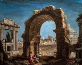 Michele Marieschi 1710-1744 "Capriccio for ruins" (first half of the 18th century, 53.5 x 88 cm oil