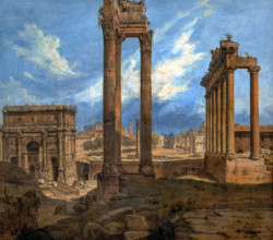 Giovanni Faure 1806-1867 "Roman Forum" 1835, 43.8 x 57 cm oil on paper applied to canvas.