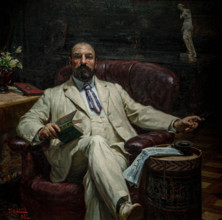 Luigi de Servi 1963-1945 "Portrait of Evan Mackenzie" 1902, 139.5 x 139.5 cm oil on canvas.