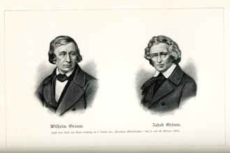 The English translation of the German caption reads: ""Wilhelm Grimm Jakob Grimm after the