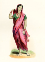 This 1840s illustration shows a young Indian or Hindustani girl of the upper class.