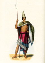 This 1840s illustration shows a native of the island of Rote in Indonesia. Rote Island is an island