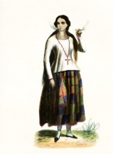 This 1840s illustration shows a lady from the island of Guam. Guam is a U.S. island territory in