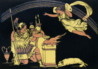 The first-century B.C. Roman poet Virgil wrote in his epic poem The Aeneid that the ""winged Iris,