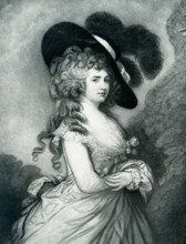 This 1903 image shows the Duchess of Devonshire, from a painting by Gainsborough. Georgiana