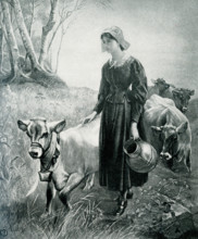 The 1903 caption reads: ""Evangeline from painting by Douglas."" Evangeline, a Tale of Acadie, is