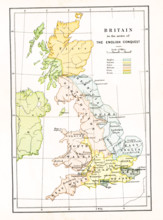 This map shows Britain at the time when it was in the middle of the English Conquest, fron the