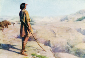 The caption for this illustration reads: Mount Shar where Milosh, the shepherd with his flock dwelt