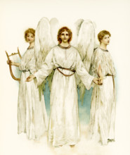 This illustration of three angels accompanied Phillips Brooks's Poems  (c. 1886) by Phillips Brooks