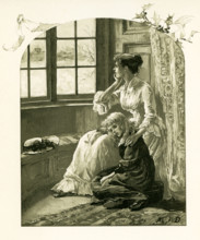 This illustration of a mother with a young girl, most likely her daughter, accompanied Phillips