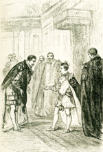 The caption on this illustration that dates to around 1865 reads"" Edward entered into the presence