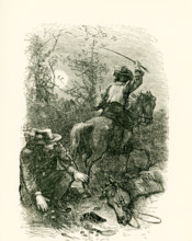 The caption for this illustration that dates to around 1865 reads: In a moment Colbert sprung upon