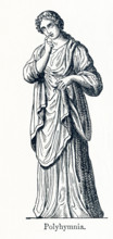 This illustration dates to 1898 and shows a statue of Polyhymnia. Polyhymnia was honored as the