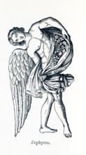 The figure pictured here, according to Greek mythology, is Zephyrus was the god of the west wind.