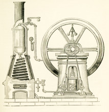 This illustration dates to the 1870s and shows a steam generator - here an arrangement for quickly