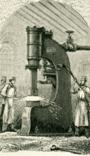 This illustration dates to the 1870s and shows Nasmyth's Steam Hammer. James Nasmyth was a Scottish