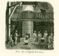 This illustration dates to the 1870s and shows a cupola furnace. This type of furnce was the