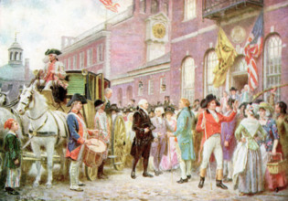 This painting of George Washington's Second Inauguration (March 4, 1793) is by J.G. Ferris, an