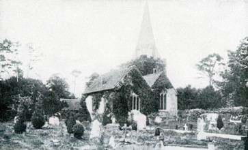 This photograph, which dates to 1922 or before, shows Stoke Pogis and St. Giles' Church. The