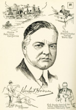 This illustration shows the 31st president of the United States, Herbert Hoover, who served from